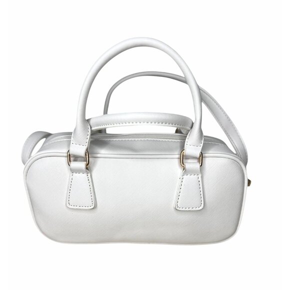 Like Dreams Mini White Vegan Leather Shoulder Bag With Teddy Bear Charm - Picture 5 of 11